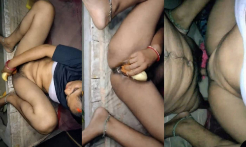 Village Bhabhi Masturbating With Banana Riding On Husband Dick